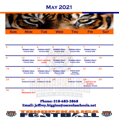 Tigers Football / Calendar